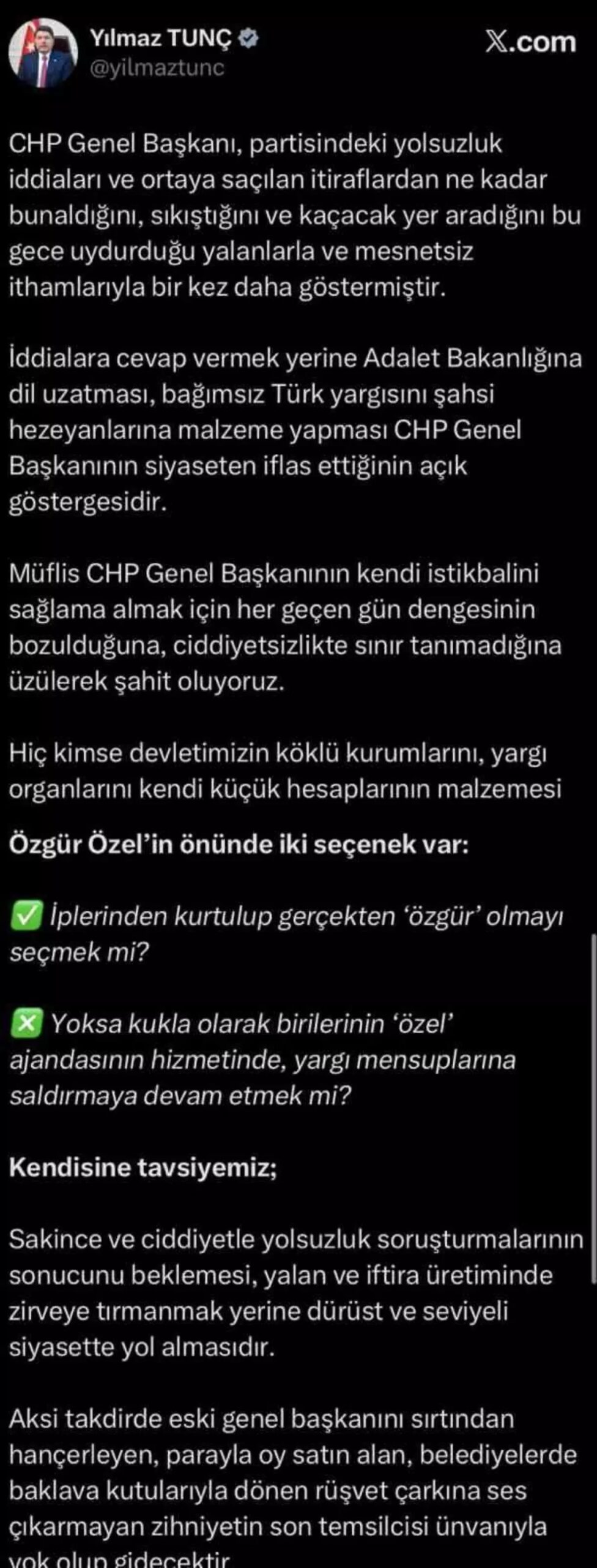 adalet bakani tunctan ozgur ozele sert elestiri RPt9fMKq